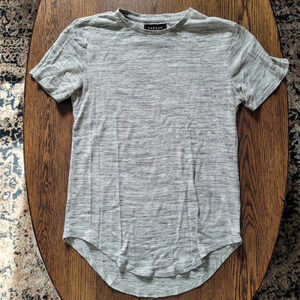 PACSUN Lounger Fit Gray Waffle Knit Hi-Low Short Sleeve T-shirt Size Women Small